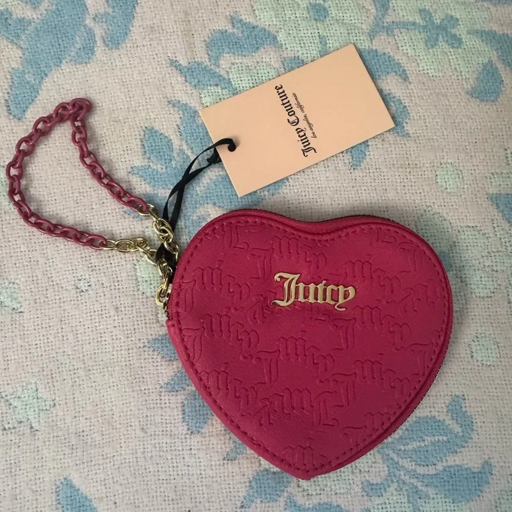 NWT *Juicy Couture* Monogram Fuchsia Heart Coin Pouch